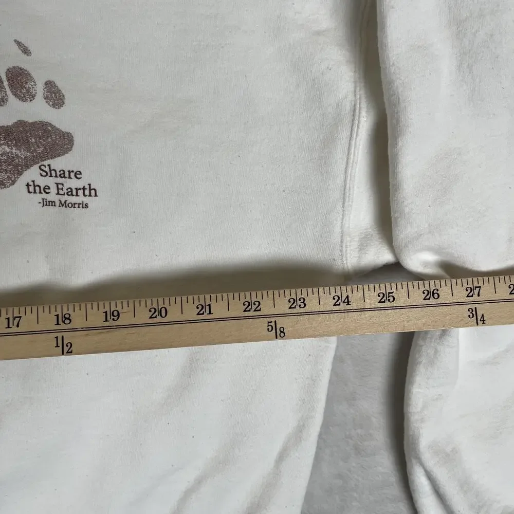 Vintage Jim Morris Share The Earth Sweatshirt Mens Large White Bear 1993 Hiking